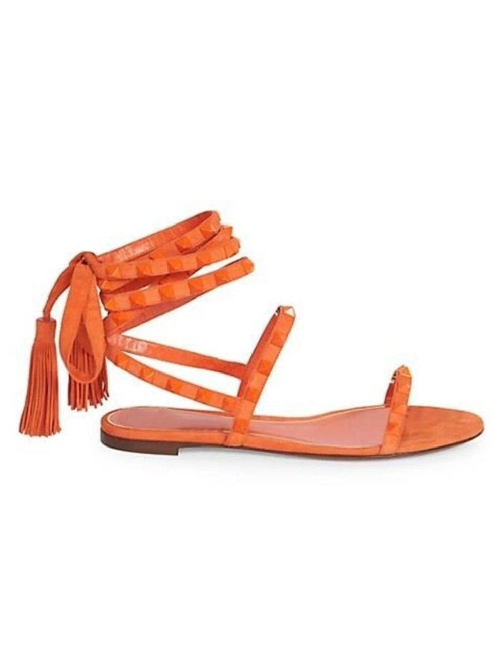 Valentino Rockstud Studded Suede Ankle Tie Flat Gladiator Sandals Shoes